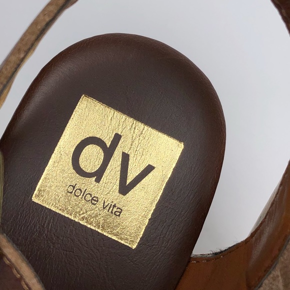 DV Dolce Vita Cognac Brown Cork Wedge Sandals 11 - Picture 7 of 8